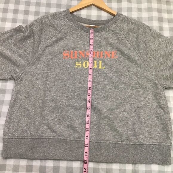 Nwt old Navy crop top sweatshirt short sleeves in Large boxy pull over fleece - Picture 5 of 9